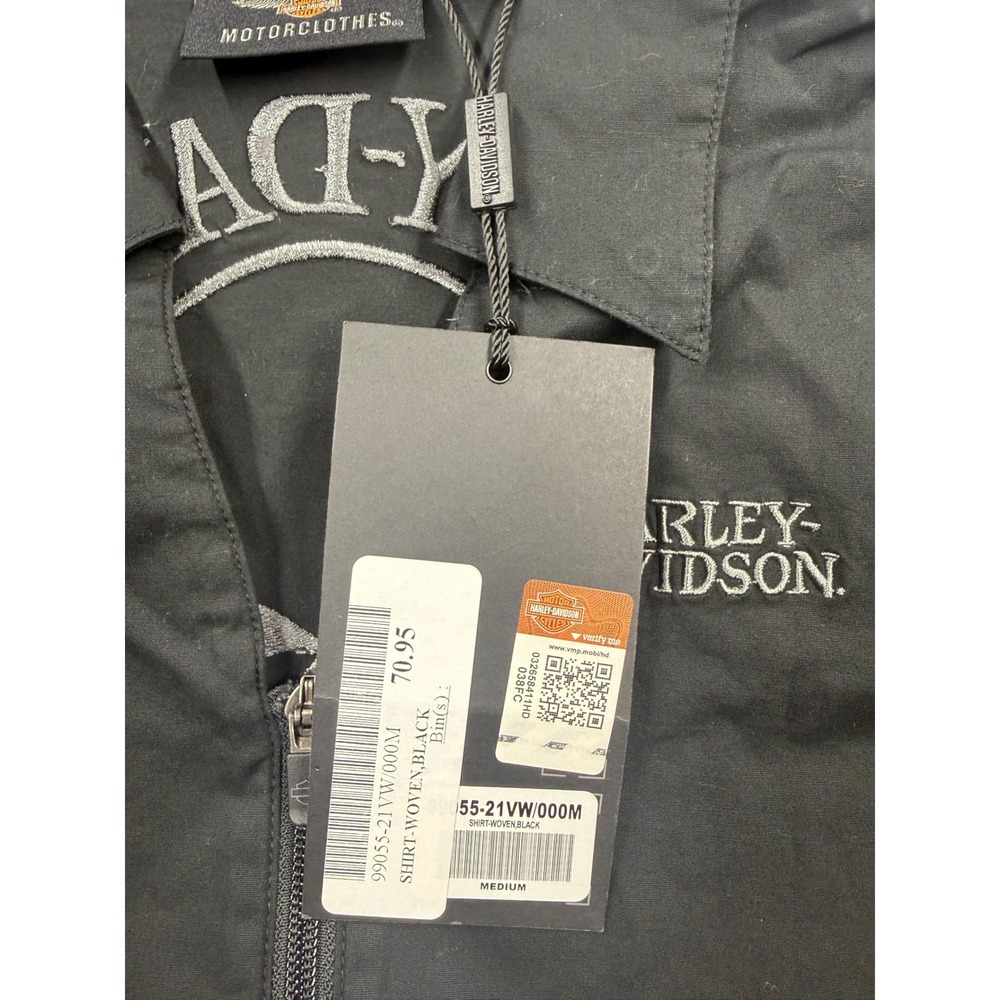 Harley Davidson Shirt women Willie G Skull Zip Front Black Gray Medium - Picture 6 of 9
